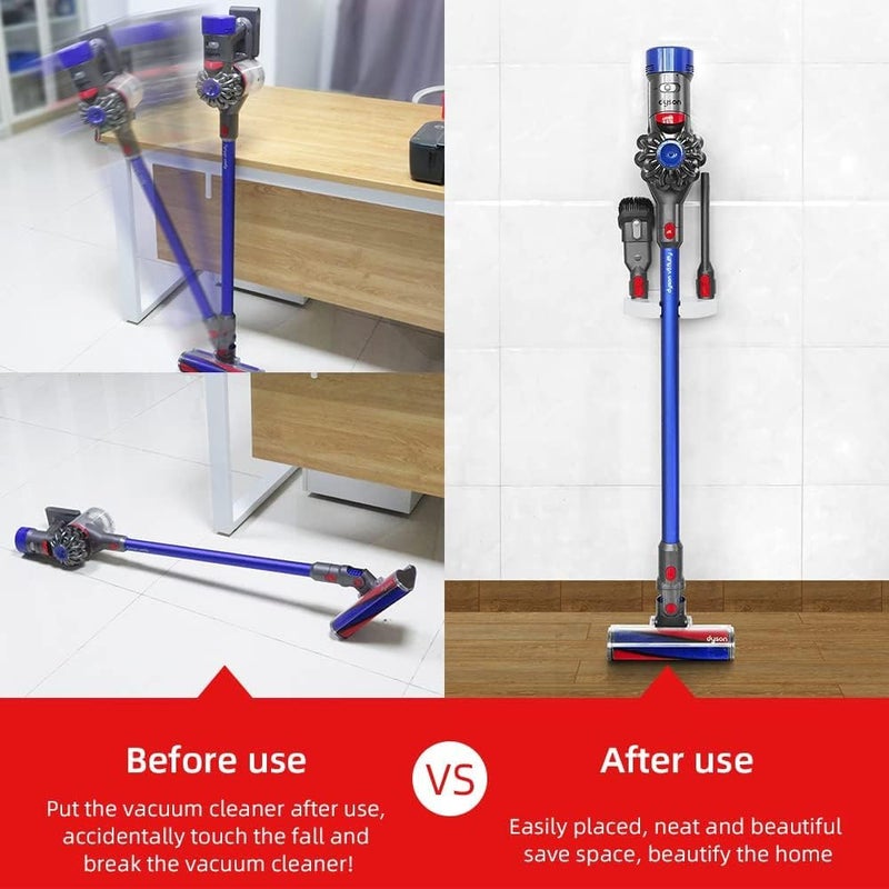 Liboer Universal Vacuum Wall Mount Bracket Compatible with Dyson V8, V7, V6 and Other Brands (4.2-4.96 Inch Handheld) - White Plastic Mounting Bracket - Image 2